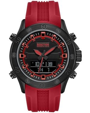 Kenneth Cole Analog-Digital Silicone Strap Watch, 43Mm - Red