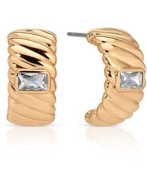 Ettika Textured Half Hoop Earrings - Metallic