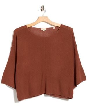Max Studio Textured Dolman Sleeve Sweater - Brown