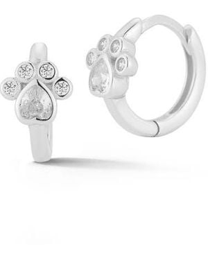 Glaze Jewelry Cubic Zirconia Paw Huggie Hoop Earrings - White