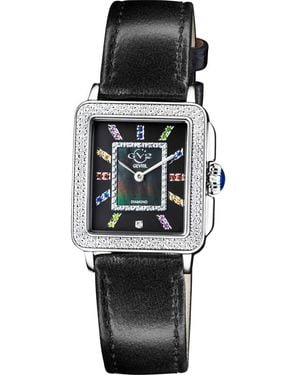 Gv2 Padova Diamond Leather Strap Watch, 27Mm X 30Mm - Black