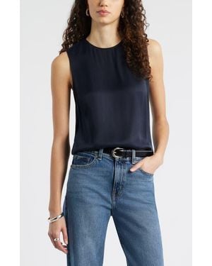 Nordstrom Satin Scoop Neck Tank - Blue