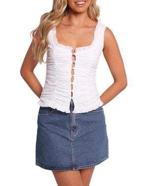 Petal & Pup Jayda Frill Trim Ruched Tank - Blue