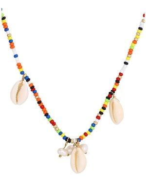 Adornia Freshwater Pearl & Shell Charm Beaded Necklace - Metallic