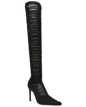 Steve Madden Rashida Sheer Mesh Over The Knee Boot - Black