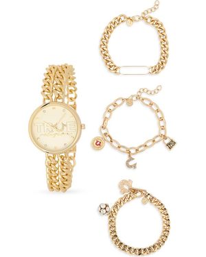 TRUE RELIGION Double Link Crystal Bracelet Watch, 32.1Mm & Assorted Bracelets Set - Metallic