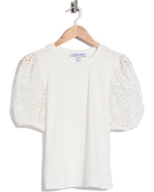 Ellen Tracy Eyelet Puff Sleeve Top - White