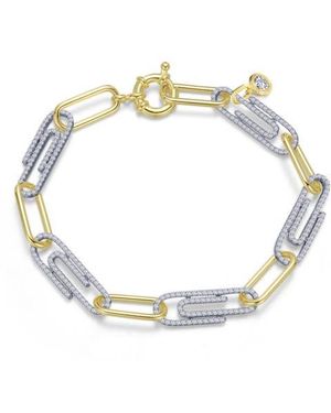 Lafonn Two-Tone Simulated Diamond Paper Clip Bracelet - White