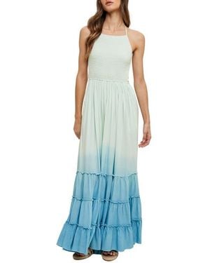 Wishlist Ombré Smocked Maxi Dress - Blue