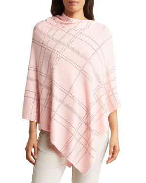 La Fiorentina Crystal Embellished Plaid Poncho - Pink