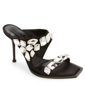 McQueen Punk Crystal Slide Sandal - Black