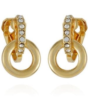 Tahari Crystal Loop Clip-On Drop Earrings - Metallic