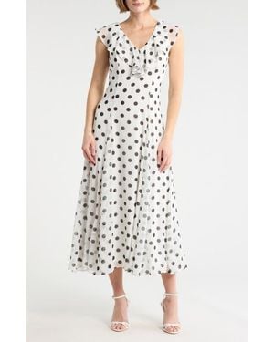 Wayf Ruffle Godet Maxi Dress - White