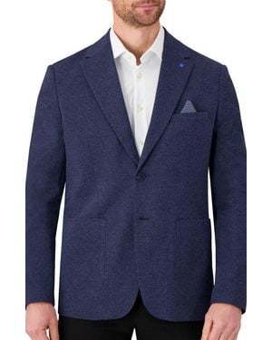 Report Collection Textured Comfort Knit Cotton Blend Sport Coat - Blue