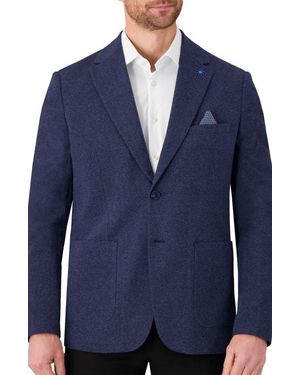 Report Collection Textured Comfort Knit Cotton Blend Sport Coat - Blue
