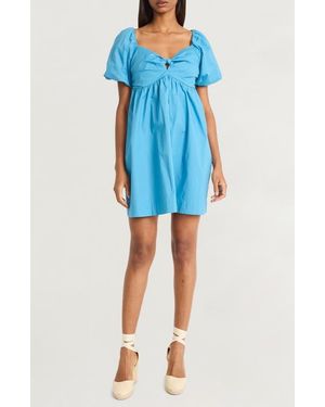 The Good Journey Bubble Sleeve Minidress - Blue