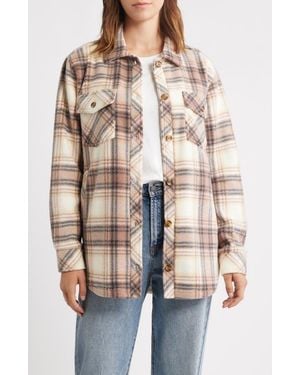 Thread & Supply Plaid Polar Fleece Shacket - Natural