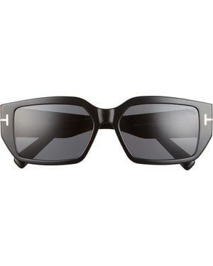 Tom Ford Silvano 56Mm Square Sunglasses - Black