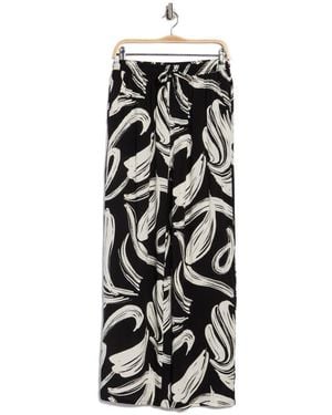 Halogen® Print Tie Waist Wide Leg Pants - Black