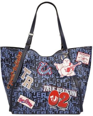 TRUE RELIGION Multi Patch Graphic Tote - Blue