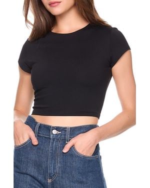 Susana Monaco Short Sleeve Crop Crew Tee - Black