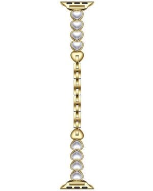 The Posh Tech Grace Faux Pearl Heart Apple Watch Watchband - Metallic