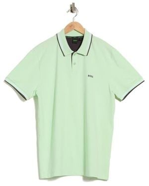BOSS Paul Tipped Stretch Cotton Polo - Green