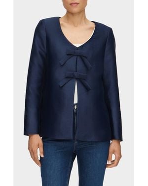 ALIGNE Beau Bow Jacquard Satin Blazer - Blue