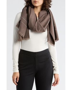 Ted Baker Contrast Stitch Border Scarf - Gray