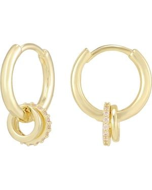 Adornia 14K Plated Detachable Cubic Zirconia Huggie Hoop Earrings - Metallic