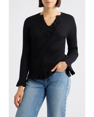 Wit & Wisdom Soutache Rib Sweater - Black