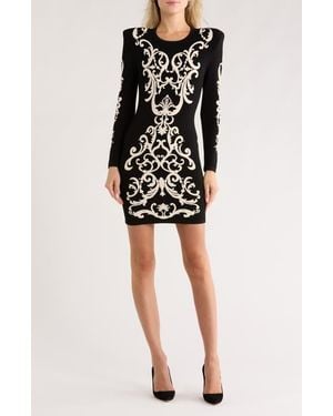 L'Agence Amadi Long Sleeve Jacquard Dress - Black