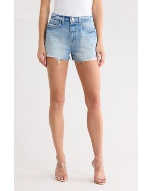 L'Agence Clark High Waist Denim Cutoff Shorts - Blue
