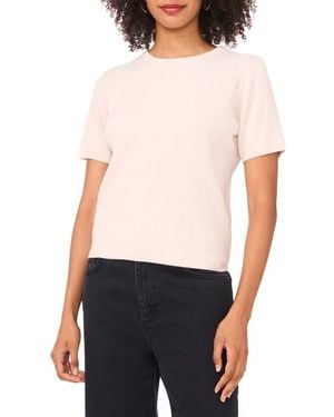 Halogen® Short Sleeve Rib Sweater Top - White