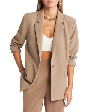 Open Edit Relaxed Fit Oversize Blazer - Natural