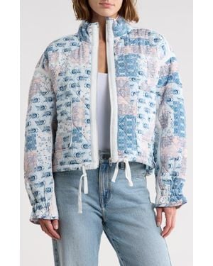 Blank NYC Cropped Quilted Jacket - Blue