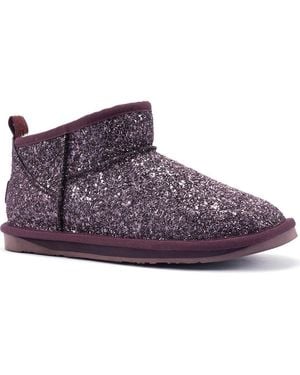 Australia Luxe Cozy Genuine Shearling Glitter Ultra Short Bootie - Purple