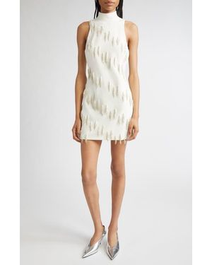Cinq À Sept Micky Cascading Beaded Tassel Minidress - White