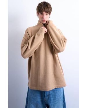 TOPMAN Heavyweight Oversize Quarter Zip Sweatshirt - Blue