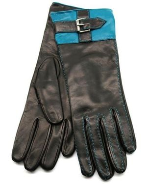 Portolano Buckle Leather Gloves - Blue
