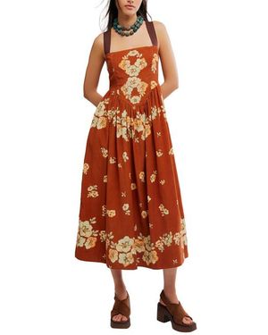 Free People Until Dawn Floral Midi Sundress - Orange