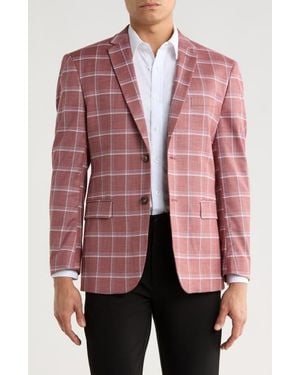 Gino Vitale Slim Fit Windowpane Blazer - Pink