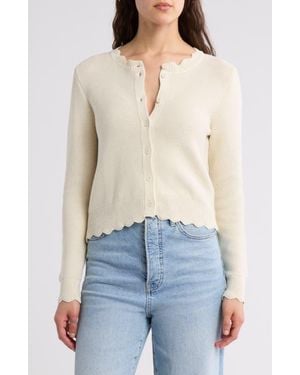 Melrose and Market Scalloped Fitted Cotton Cardigan - Blue