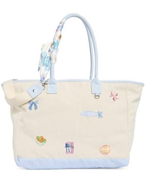 Madden Girl Embroidered Canvas Tote Bag - White