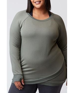 Threads For Thought Feather Fleece Long Sleeve Tunic Top - Gray