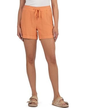 Kut From The Kloth Lelani Linen Blend Drawstring Shorts - Orange