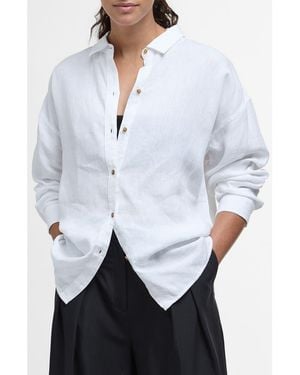 Barbour Hampton Linen Button-Up Shirt - Gray