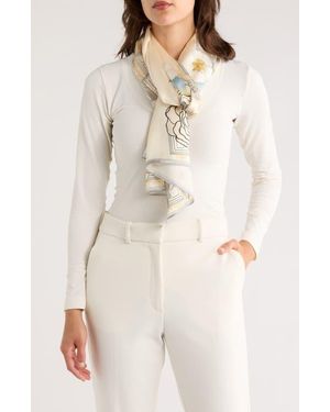 La Fiorentina Floral Print Silk Scarf - Natural