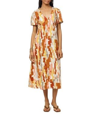 Scotch & Soda V-Neck Linen Blend Dress - Orange