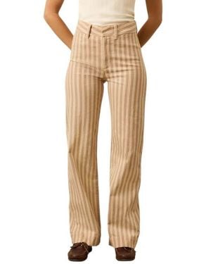 Faherty Twill Tide Stripe Slim Straight Leg Pants - Natural